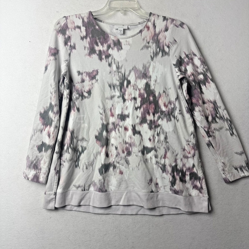 Pure Jill J. Jill Sweatshirt Womens XS Petite Purple Grey Abstract Ikat Print